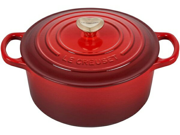 Le Creuset ル・クルーゼ　 ハート形ノブ 29cm ココット・ロンド (チェリーレッド） 5QT ルクルーゼ