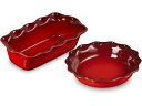 Le Creuset ル・クルーゼ 23cmヘリテージ・ローフパン&パイディッシュ2個セット (チェリーレッド) 9inch