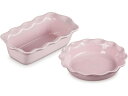 Le Creuset ル・クルーゼ 23cmヘリテージ・ローフパン&パイディッシュ2個セット (シフォンピンク) 9inch