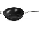 Le Creuset ル・クルーゼ 30cmセラミック・ノンスティック中華鍋 4.6リットル補助ハンドル付き (ブラック) 4.9QT Essential No...