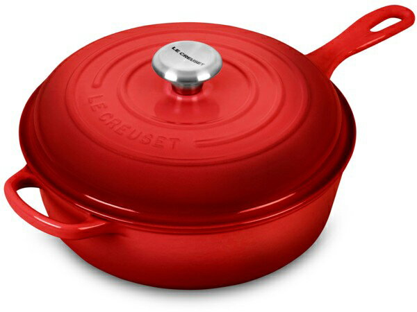 ル・クルーゼ 片手鍋・ソースパン Le Creuset ル・クルーゼ　 26cmカサドゥ　3.5リットル深型フライパン　(チェリーレッド） 3.75QT　ルクルーゼ