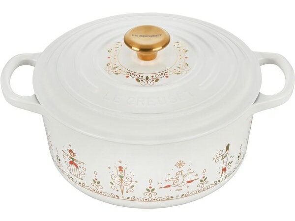 【限定品Noel Collection】 Le Creuset ル・クルーゼ　 22cm ココット・ロンド (ホワイト） 3.5QT　ルクルーゼ