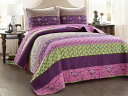 【キング】 Lush Decor ラッシュ・デコール Royal Empire リバーシブル・キルト3点セット (プラム) 233×274cm 薄手掛け布団1枚...