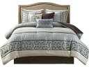 【クイーン】 Madison Park マディソンパーク Princeton 掛け布団7点セット (ブルー) 228×228cm 掛け布団1枚&枕カバー2枚&装...