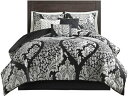 【クイーン】 Madison Park マディソンパーク Vienna 掛け布団7点セット (ブラック) 228×228cm 掛け布団1枚&枕カバー2枚&装飾ク...