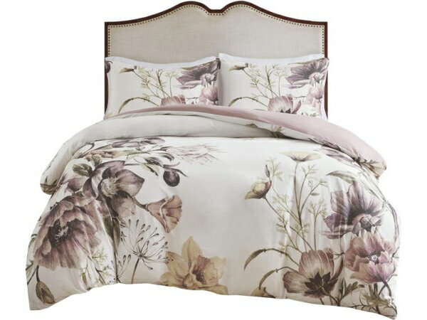 【クイーン】　Madison Park マディソンパーク　Cassandra 布団カバー3点セット （ブラッシュ）　228×228cm　掛布団カバー1枚＆枕カバー2枚