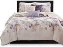 【キング】 Madison Park マディソンパーク Luna キルト6点セット (フローラル・トープ) 264×238cm 薄手掛け布団1枚&枕カバー2枚&...