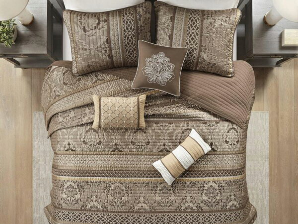 �ڥ��󥰡ۡ�Madison Park �ޥǥ�����ѡ�����Jacquard �����6�����å� �ʥ֥饦��ˡ�264��238cm������ݤ�����1��������С�2����������å����3