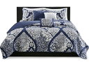 【クイーン】 Madison Park マディソンパーク Vienna キルト6点セット (インディゴ) 228×228cm 薄手掛け布団1枚&枕カバー2枚&装...