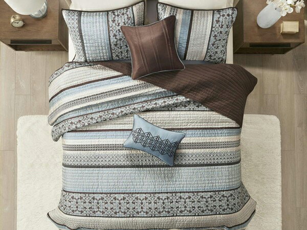 �ڥ��󥰡ۡ�Madison Park �ޥǥ�����ѡ�����Jacquard �����5�����å� �ʥե�����롦�֥롼�ˡ�264��238cm������ݤ�����1��������С�2����������å����2