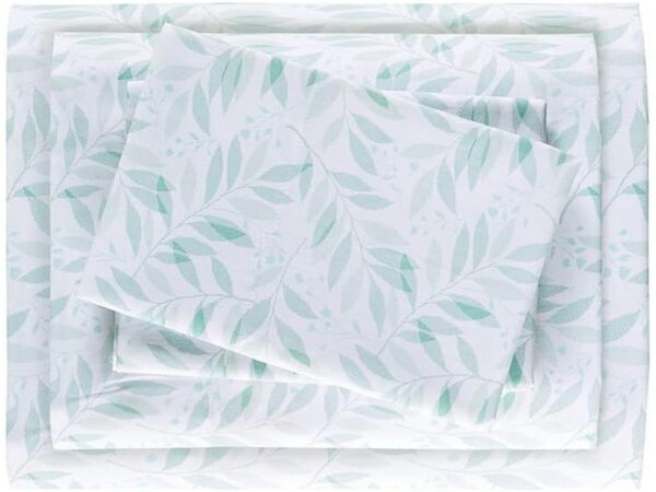 【キング】　Madison Park マディソンパーク　コットン・シーツ4点セット　（グリーン・リーブス）　フ..