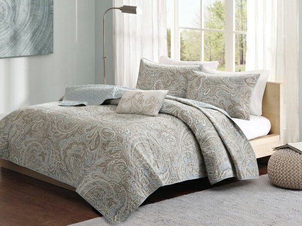 �ڥ��󥰡ۡ�Madison Park �ޥǥ�����ѡ�����Casual Paisley �����4�����å� �ʥ��եȥ֥롼�ˡ�264��233cm������ݤ�����1��������С�2����������å����1
