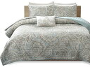 【クイーン】 Madison Park マディソンパーク Casual Paisley キルト4点セット (ソフトブルー) 223×233cm 薄手掛け布団1枚...