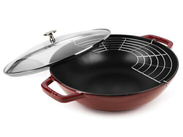 Staub ストウブ　26cm パーフェクトパン　（グレナディンレッド）　12inch天ぷら鍋・中華鍋にも使える万能鍋