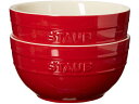 Staub ストウブ 陶器製ボウル2個セット (チェリーレッド) 1.2リットル