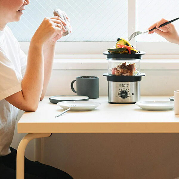 Russell Hobbs ラッセルホブス コンパクト 電気蒸し器 クイックミニスチーマー 2段...