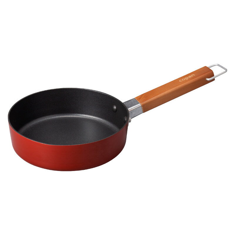 IH対応 ちょこっとフライパン 16cm 内面フッ素加工 木製ハンドル 引っ掛けワイヤー付き copan コパン トマト マスタード アッシュグレー