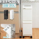 分別 ごみ箱 2段 スリムペール 20L キャスター付き 縦型 前開き ダストボックス 組立式 日本製 ユニード 新輝合成