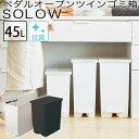 SOLOW ペダルオープンツイン 45L ゴミ箱 両開き ペダルペール 抗菌 防汚加工 ポリ袋止め 背面キャスター付き GSLW005 GSLW006 日本製 RISU リス