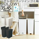 【2個セット 35L+45L】 SOLOW ペダルオープンツイン ゴミ箱 両開き ペダルペール ホワイト ブラック 抗菌 防汚加工 ポリ袋止め 背面キャスター付き 日本製 RISU リス