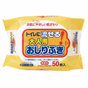 【お買い物マラソン応援】ペーパーテック トイレに流せる大人用おしりふき　50枚　【介護 病院 施設 消耗品 介護用品 おむつ オムツ ウェットティッシュ からだふき】