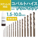 【切削油付】 ドリルビット ステンレス対応 ドリル刃 15本セット (1.5mm~10.0mm) 丸軸 穴あけ ドリル ビットセット 送料無料