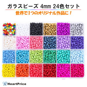 ガラスビーズ シードビーズ 4mm 24色 手芸 キット パーツ 極小 丸小 初心者 ハンドメイド ネックレス ブレスレット 6000個 送料無料