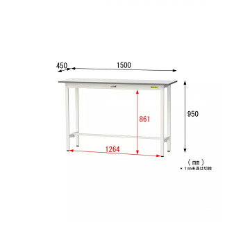 山金工業(YamaTec) SUPH-1545-WW ワークテーブル150シリーズ 固定式 (H950mm) 1500×450mm [2]