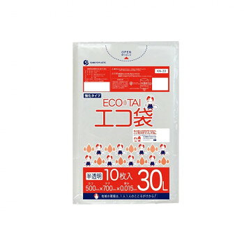 ECO TAI　エコ袋　30L KN-33 半透明 10枚×100冊