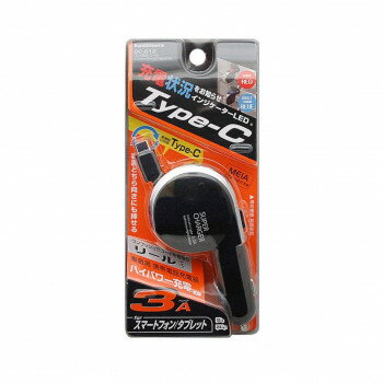 DC充電器 リール インジケーター 3A Type-C ブラック DC-012