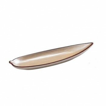 福井クラフト　9寸笹型前菜皿 黄金銀彩天べっ甲 55204250