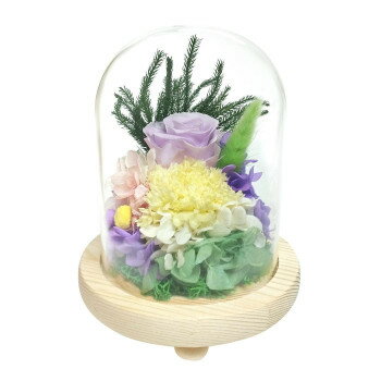 お供え用(仏花) ガラスドームアレンジメント プリザーブドフラワー 真帆(まほ) ラベンダー C37020