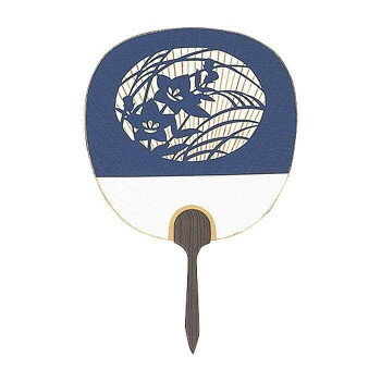 日本製(MADE IN JAPAN) うちわ 窓辺 (青) 片面透かし 2143