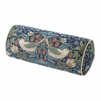川島織物セルコン　モリスデザインスタジオ　いちご泥棒　ボルスター型クッション　40×18Rcm　LL1710　ブルー