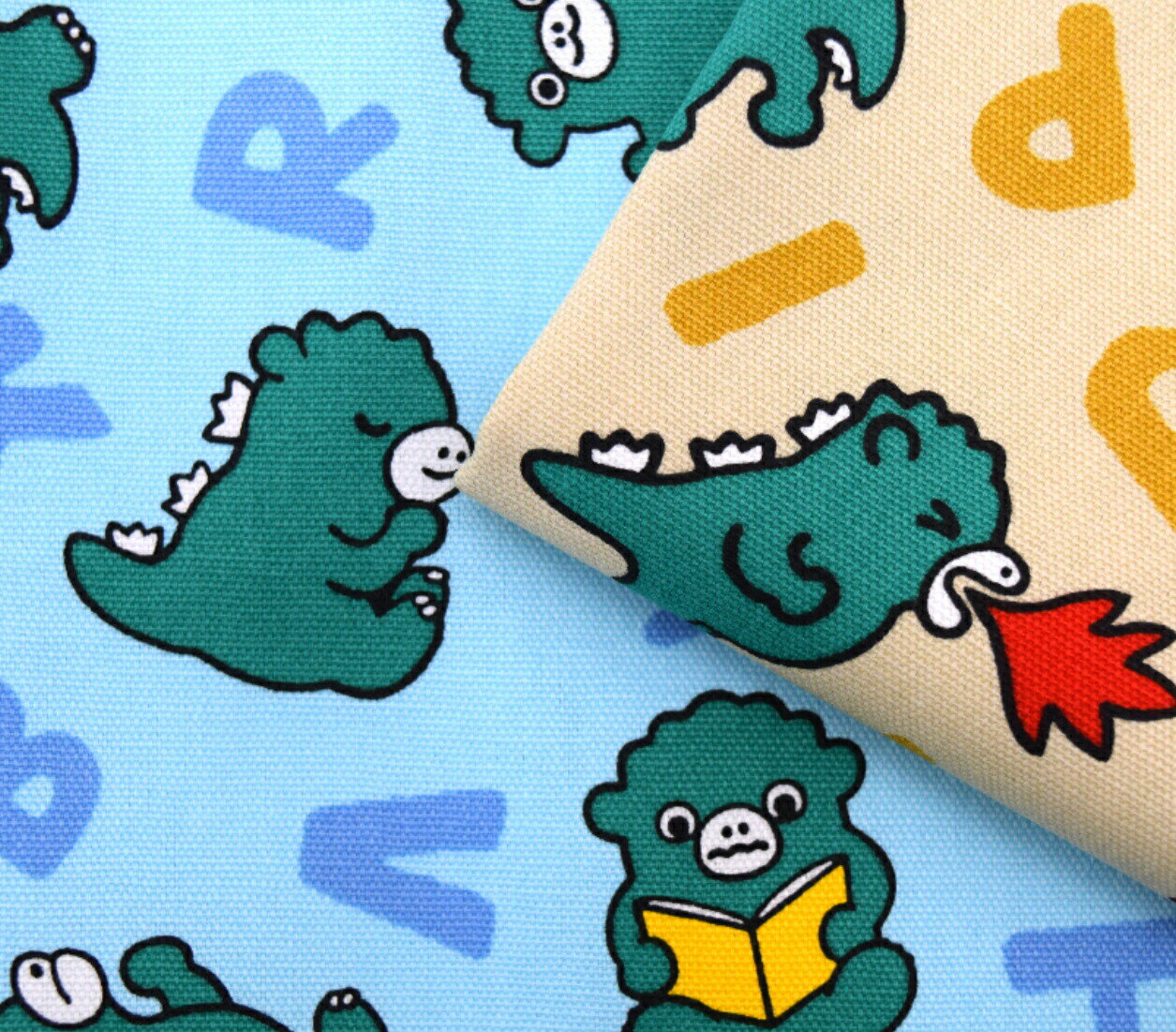 【オックス】ちびゴジラ「ガォー！」布 生地 入園入学 綿 コットン バッグ ゴジラ チビ 巾着のサムネイル