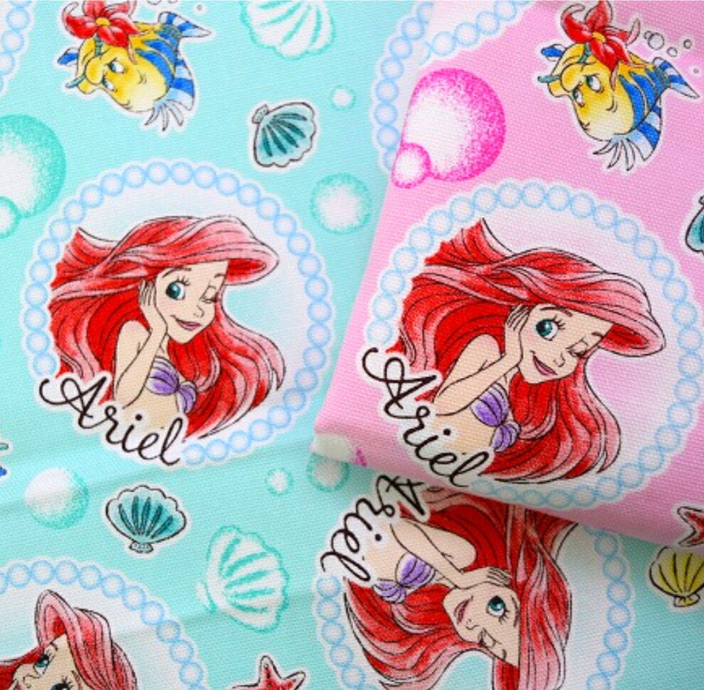 2023版【オックス】「アリエル」布 生地 プリンセス ディズニー マスク ベビー用品 シーツ 入園入学 レッスンバッグのサムネイル