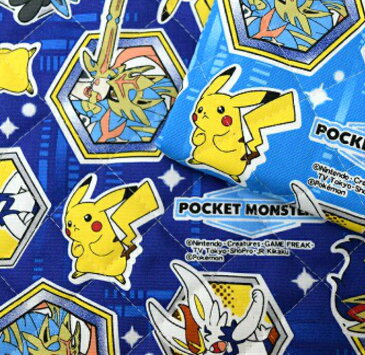 【キルト生地】2021年新柄！　POCKET MONSTERS「ワッペンデザイン」 ポケットモンスター/ポケモン/生地/布/入園入学/入園グッズ/ピカチュー/キルティング