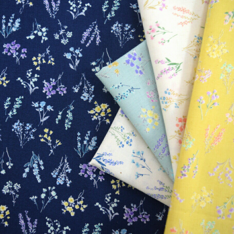 樂天商城 - サラッと軽めのシーチング♪「Botanical bouquet」 コットン100％ 花柄 ボタニカル 生地 綿 布 入園入学 マスク 服 手作りハンドメイド 花束 フラワー
