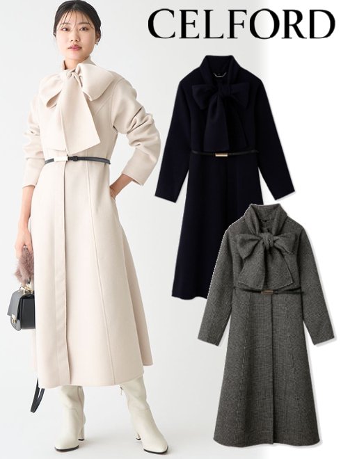 【即日出荷】期間限定11%OFF&PT5倍! CELFORD セルフォード　ストール付きリバードレスコート 23秋冬 CWFC234028 ウールコート 　アウター　オケージョン【新作】のサムネイル