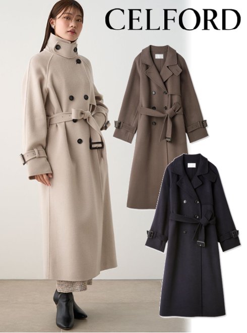 【予約】マラソン12%OFF/PT5倍 CELFORD セルフォード ウール混リバートレンチコート 23秋冬.予約 CWFC235012 ウールコート 入荷予定 : 11月上旬～　アウターのサムネイル