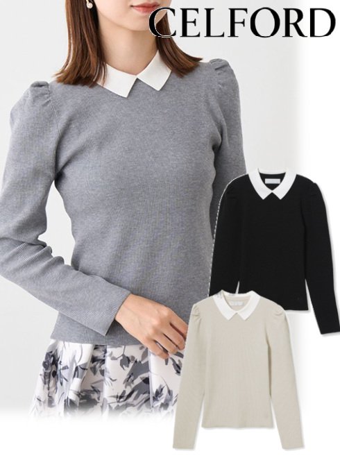 【即日出荷】12%OFF/PT5倍~12/4 CELFORD セルフォード 'ロゴ刺繍リブニットプルオーバー'' 23秋冬. CWNT235044 ニットトップス ニット特集【新作】【celford】のサムネイル