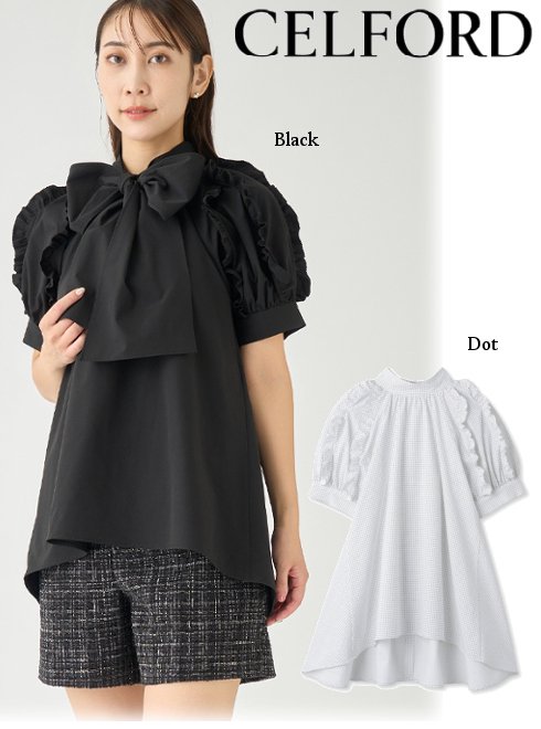 即日出荷 (期間限定11%OFF＆5倍PT) CELFORD セルフォード スカラップ切替バックリボンブラウス 23春夏 CWFB231095 シャツ・ブラウス 　オケージョン　トップスのサムネイル