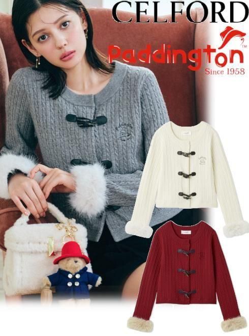 【即日出荷】(マラソン8%OFF&500円OFF) CELFORD セルフォード 【CELFORD×パディントン】ケーブルカーディガン 25秋冬. CWND255011 カーディガン paddington くま　コラボ【新作】トップスのサムネイル