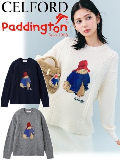 【即日出荷】(マラソン8%OFF&500円OFF) CELFORD セルフォード 【CELFORD×パディントン】ケーブルニットプルオーバー 25秋冬. CWNT255010 ニットトップス paddington くま　コラボ【新作】のサムネイル