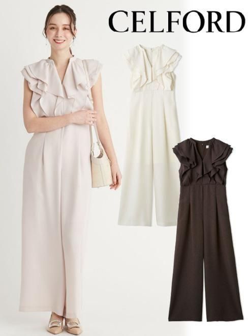 【即日出荷】(期間限定10%OFF&400円OFF~6/27) CELFORD セルフォード ラッフルフリルロンパース 25春夏. CWFO252036 オールインワン・コンビネゾン ボトム【新作】のサムネイル