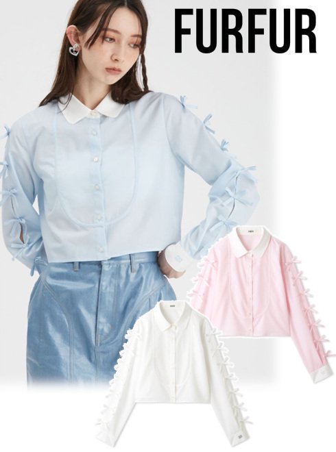 【即日出荷】(12%OFF) FURFUR ファーファー クロップドリボンシャツ 24秋冬 RWFT244044 シャツ・ブラウス トップス【新作】のサムネイル