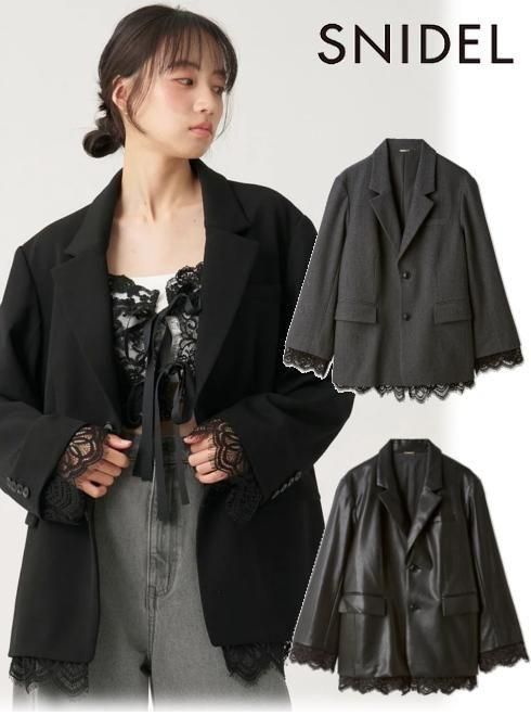 (기간한정 10%OFF) snidel 스나이델 레이스 레이어드 자켓 26 가을겨울 예약 SWFJ264209 자켓 입고예정 : 9월 상순~아우터