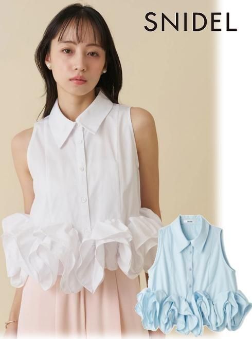 Rakuten - 【即日出荷】(プレセール30%OFF&400円OFF) snidel スナイデル ヘムボリュームノースリブラウス 26春夏. SWFB262103 シャツ・ブラウストップス【新作】 sp26