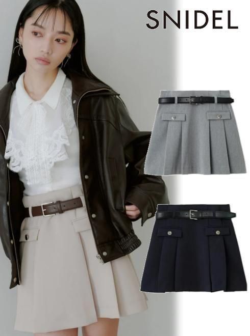 【即日出荷】(10%OFF&400円OFF~3/20) snidel スナイデル ベルト付きプリーツミニス...
