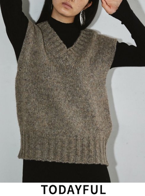 楽天HeartySelect 楽天市場店【即日出荷】TODAYFUL トゥデイフル Mottle Yarn Knit Vest ★ モトルヤーンニットベスト 23秋冬 12220520 ニットトップス トップス ミドル丈 レイヤード 2023 PreFallコレクション 【クーポン対象外】　ニット特集【todayful】